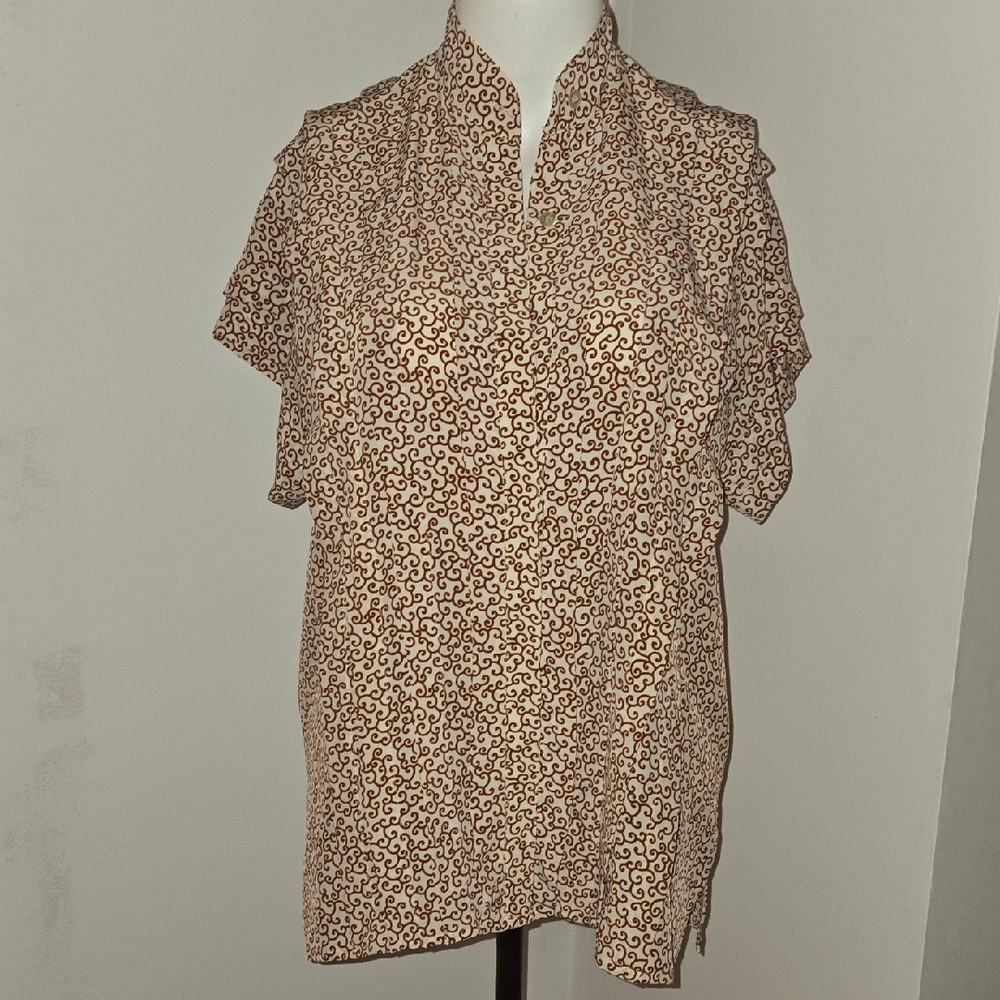 Brown Patterned Women's Blouse